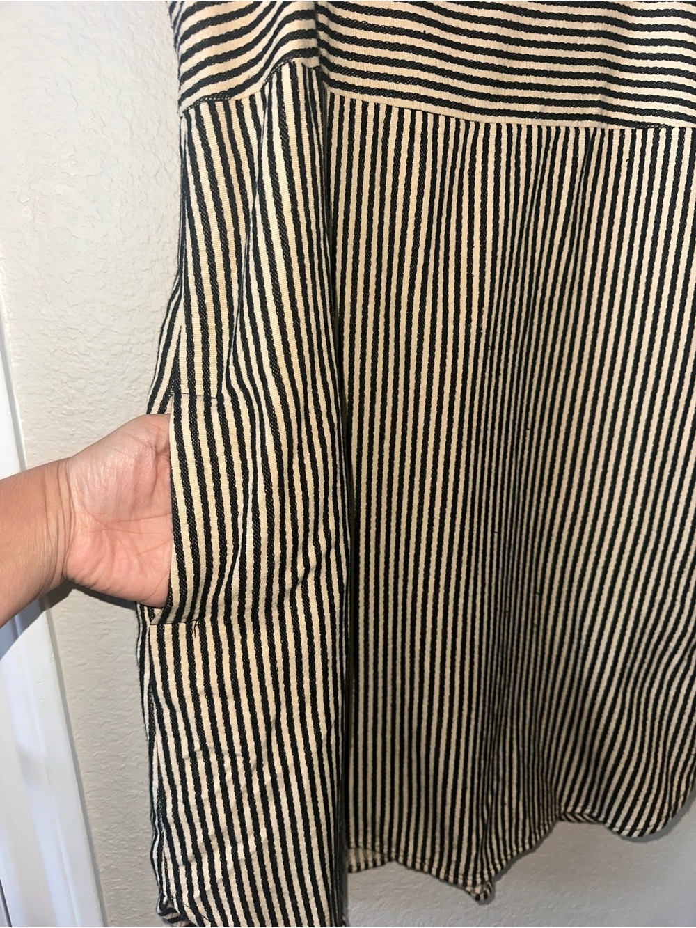 Madewell Black Tan Striped Racerback Mini Dress Size 6 - Picture 4 of 5